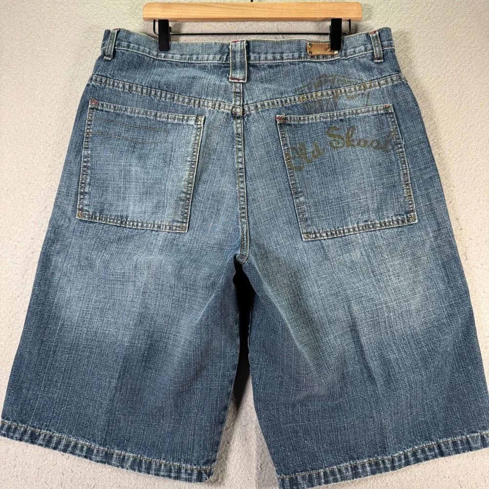 Vintage Old Skool Jeans Men 38 Blue Lightwash Denim Patch Embroidered Streetwear
